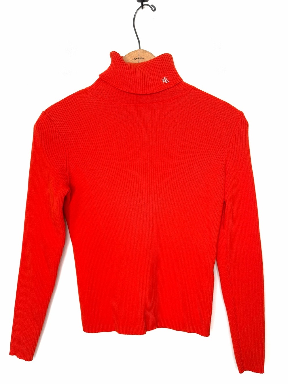 Lauren Ralph Lauren Ribbed Turtleneck Orange Y2K Size Small Petite
